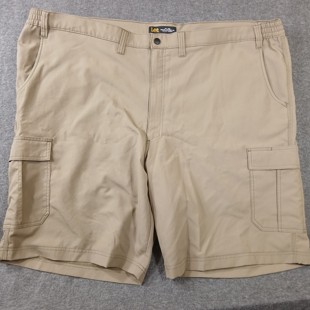 Lee Cargo Shorts Mens 54 Tan Polyester Elastic Waist Casual WB2-20B-LTCH42401